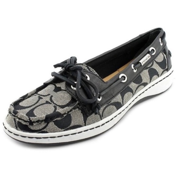 Coach Black and Gray Signature Loafers Flats Size 7 - Picture 1 of 15